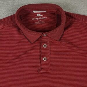 Tommy Bahama Polo Shirt Mens Medium Red Striped Casual Short Sleeve